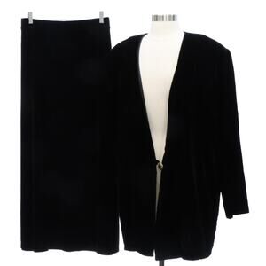 Vintage 1980s Fitting Image Avenue Black Velvet Skirt Suit Plus Size 18